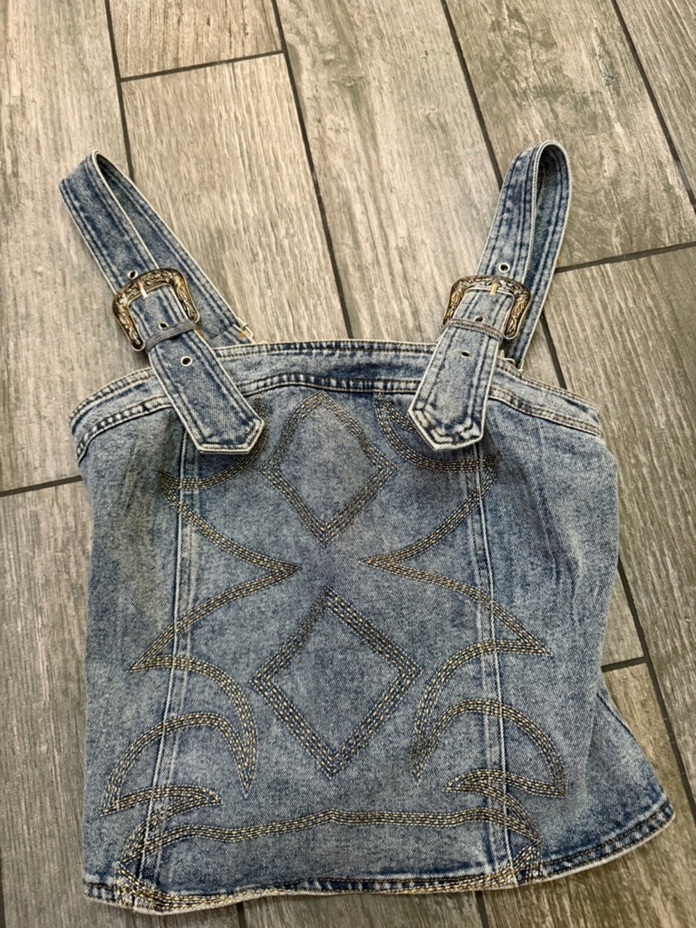 New Blue B Buckle Country Denim Tank Top